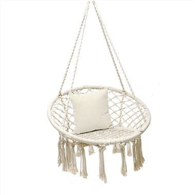 सफेद गोल आकार का कैम्पिंग झूला